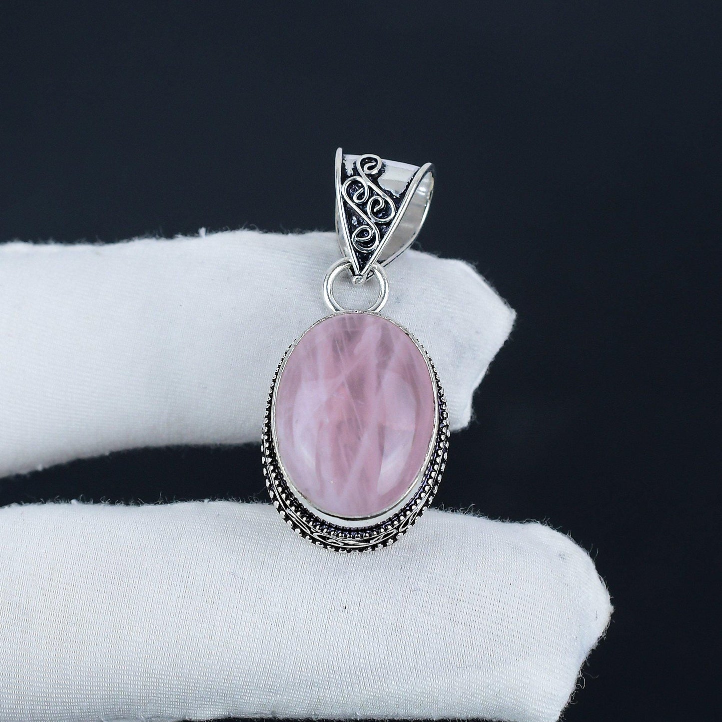Pink Rose Quartz Gemstone Pendant