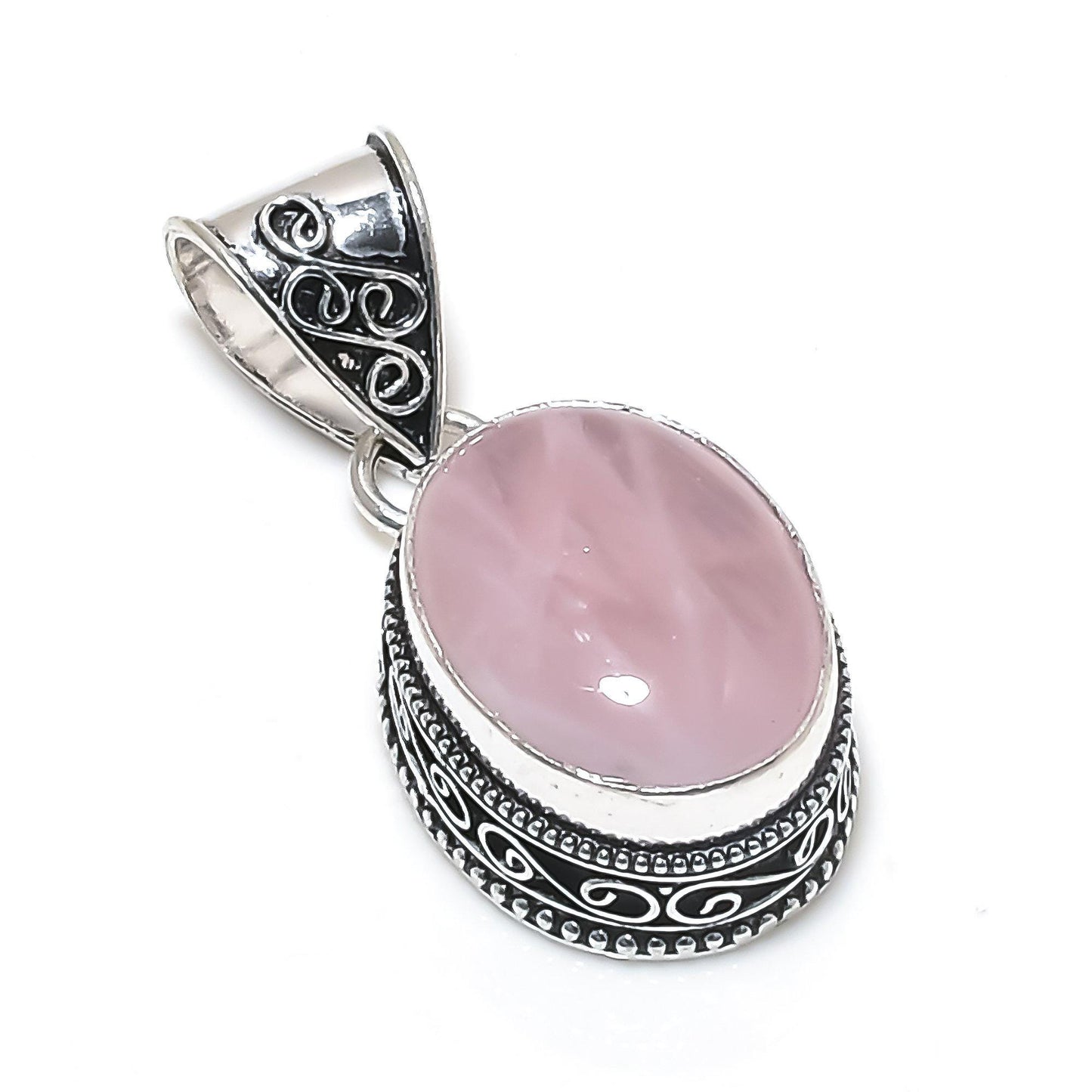 Pink Rose Quartz Gemstone Pendant