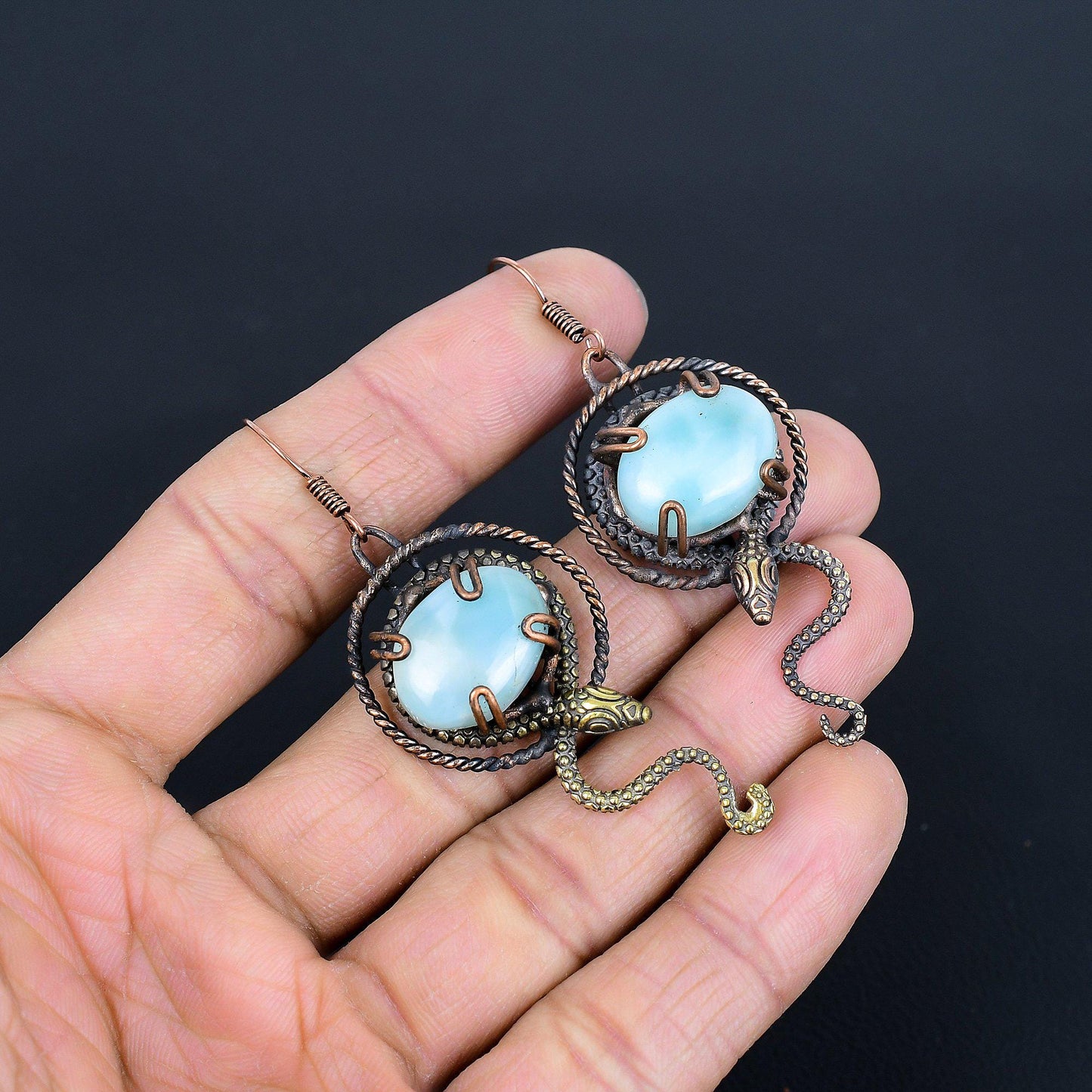 Blue Larimar Gemstone Earrings