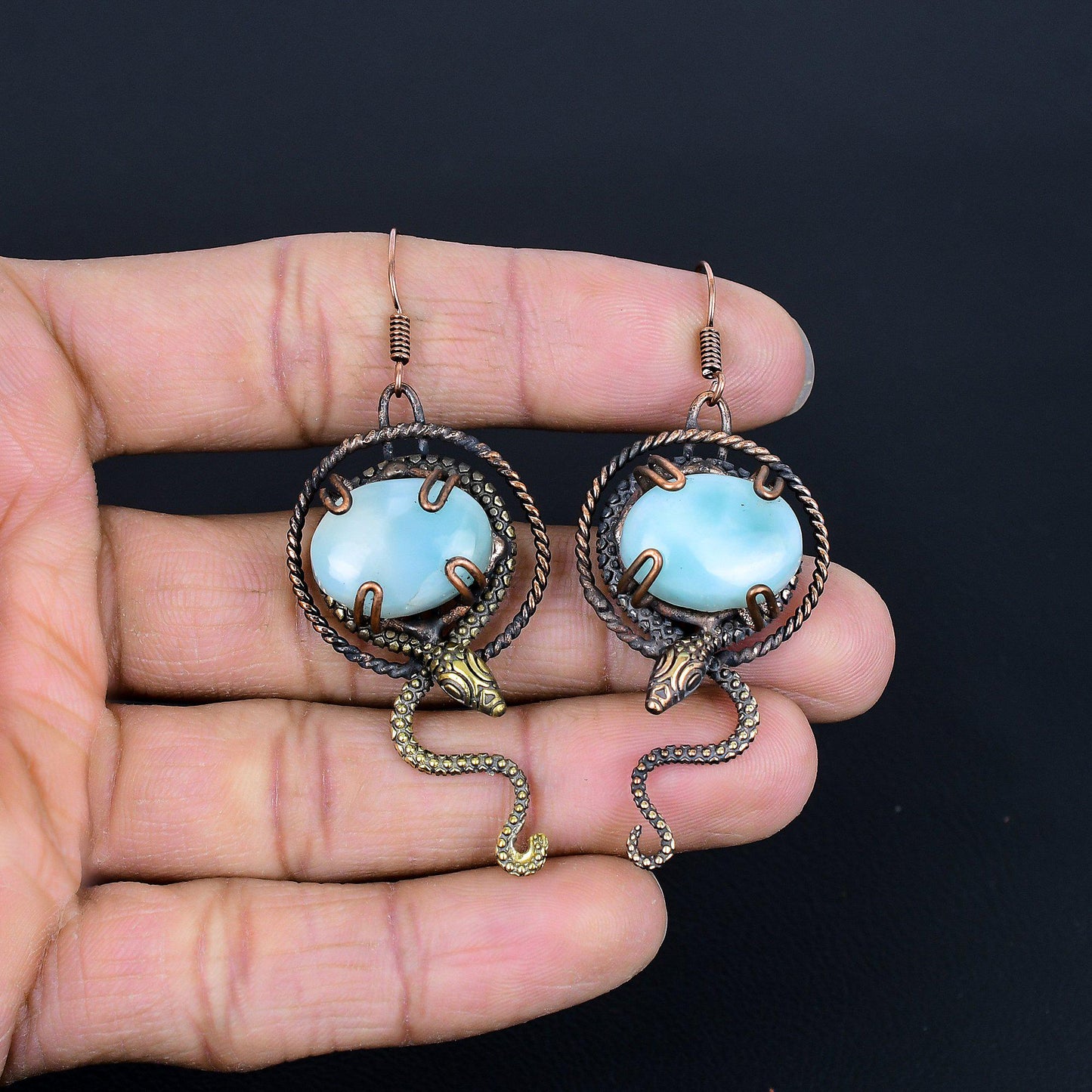 Blue Larimar Gemstone Earrings