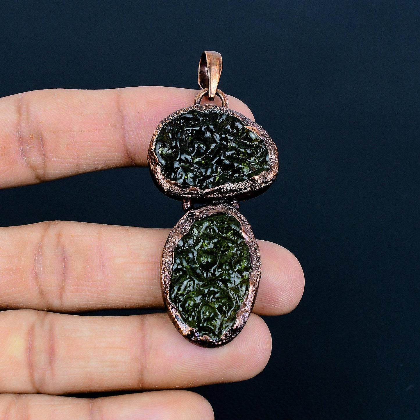 Green Moldavite Gemstone Pendant