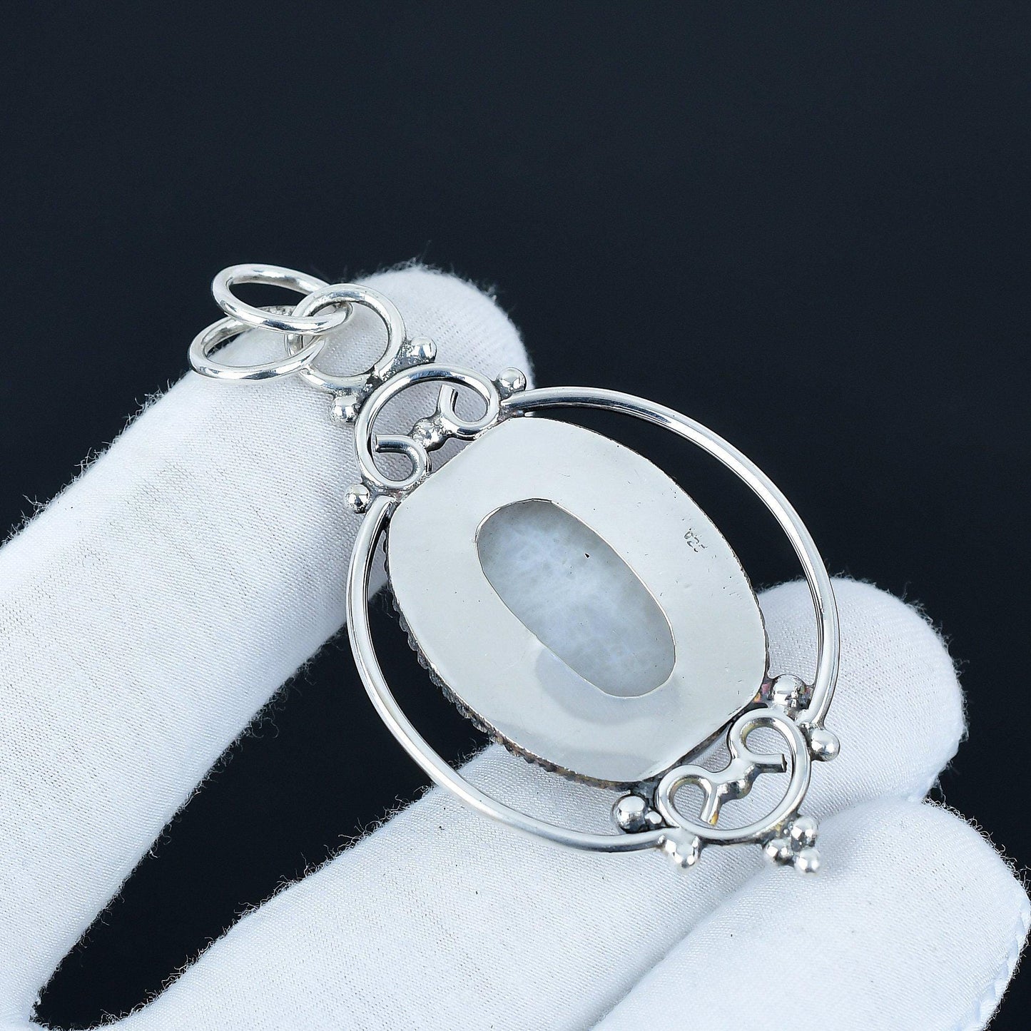 Rainbow Moonstone Silver Pendant