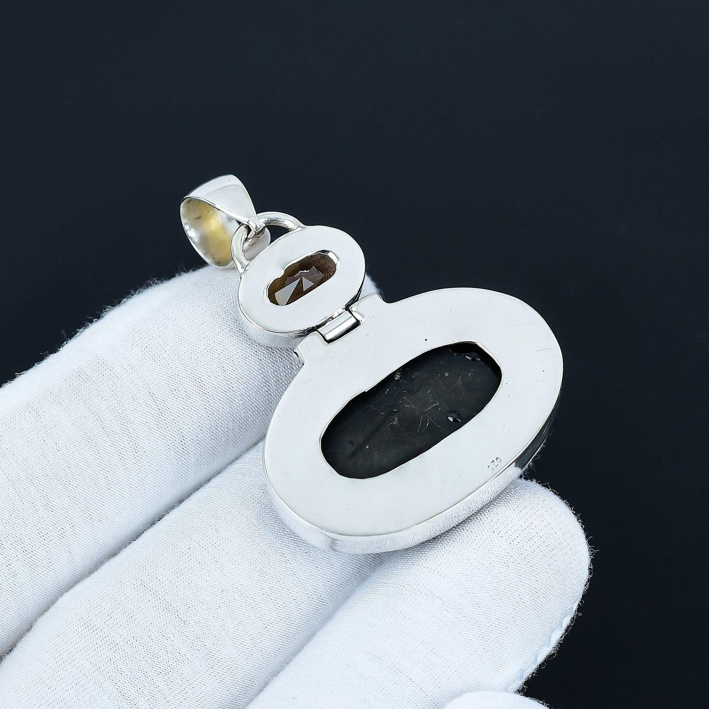 Black Obsidian & Smoky Topaz Pendant
