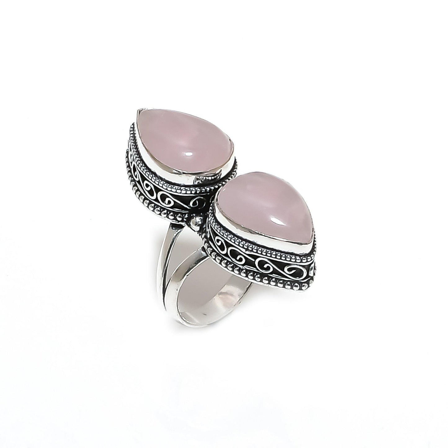 Pink Rose Quartz Gemstone Ring