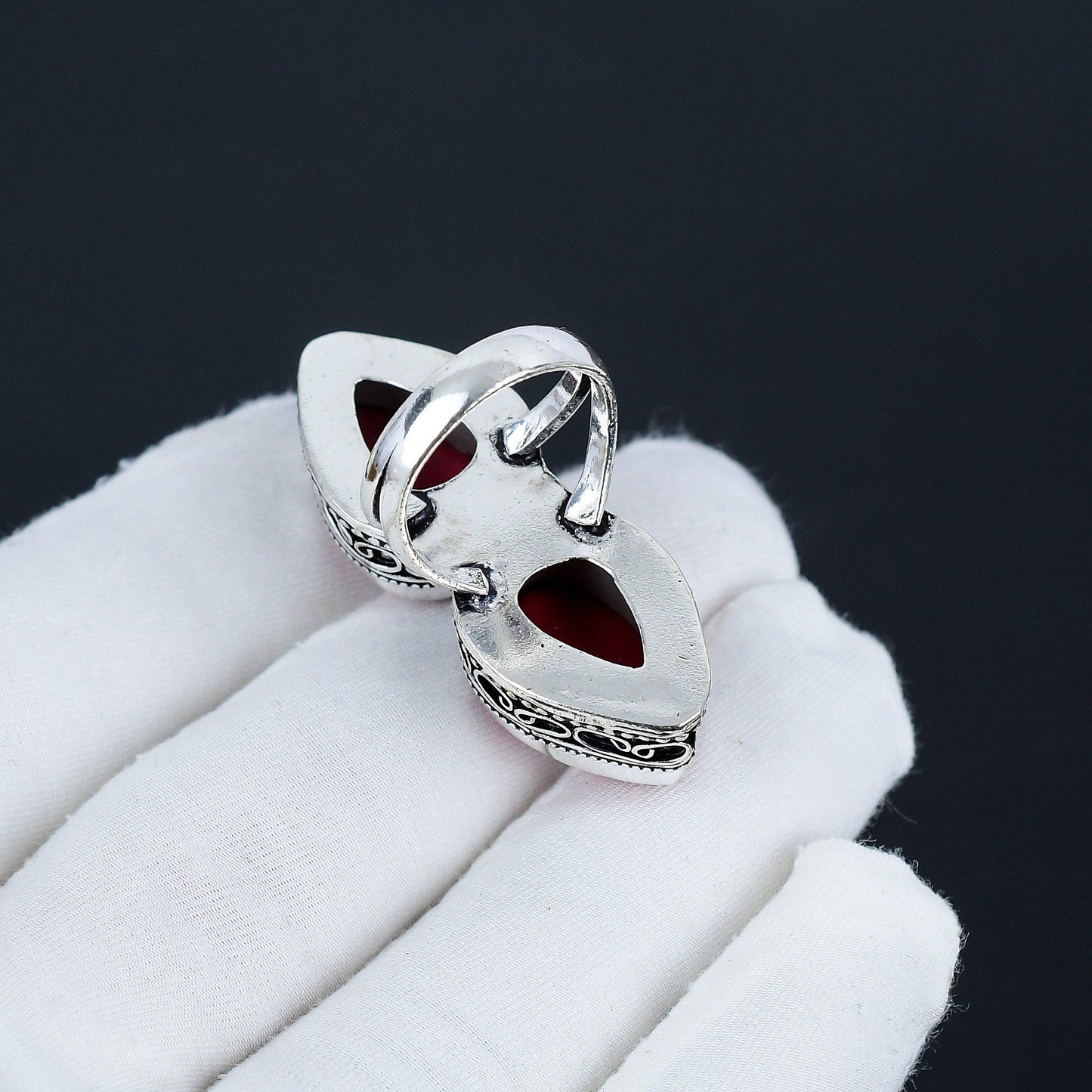 Red Coral Gemstone Ring