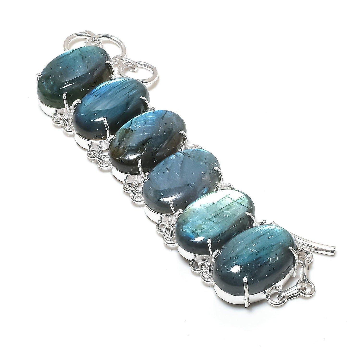 Iridescent Blue Labradorite Gemstone Bracelet