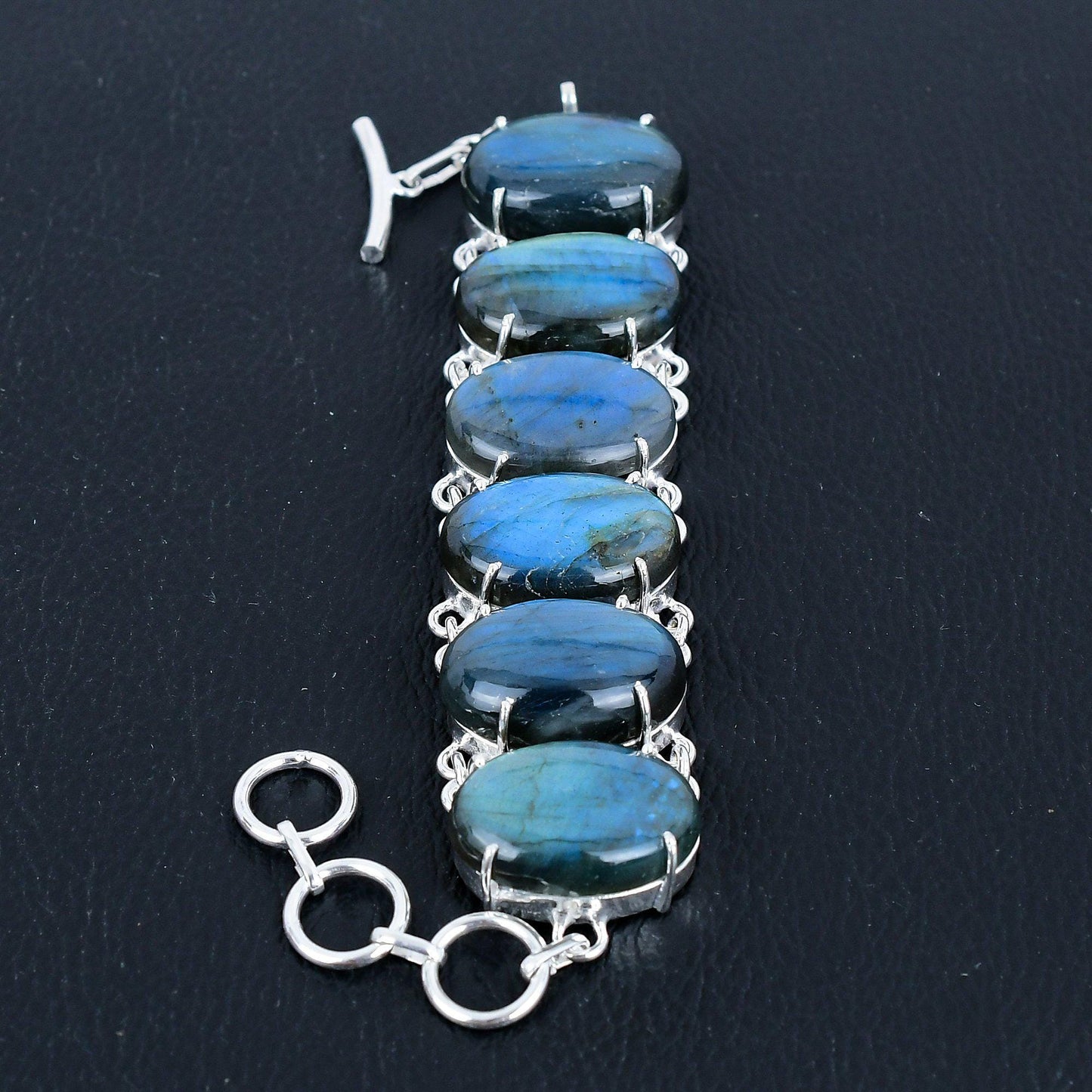 Iridescent Blue Labradorite Gemstone Bracelet