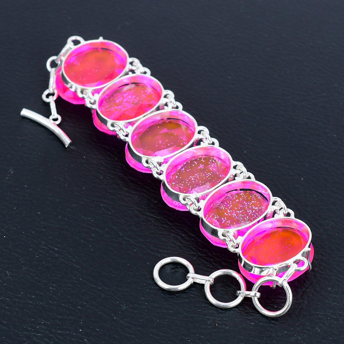 Pink Triplet Opal Gemstone Bracelet