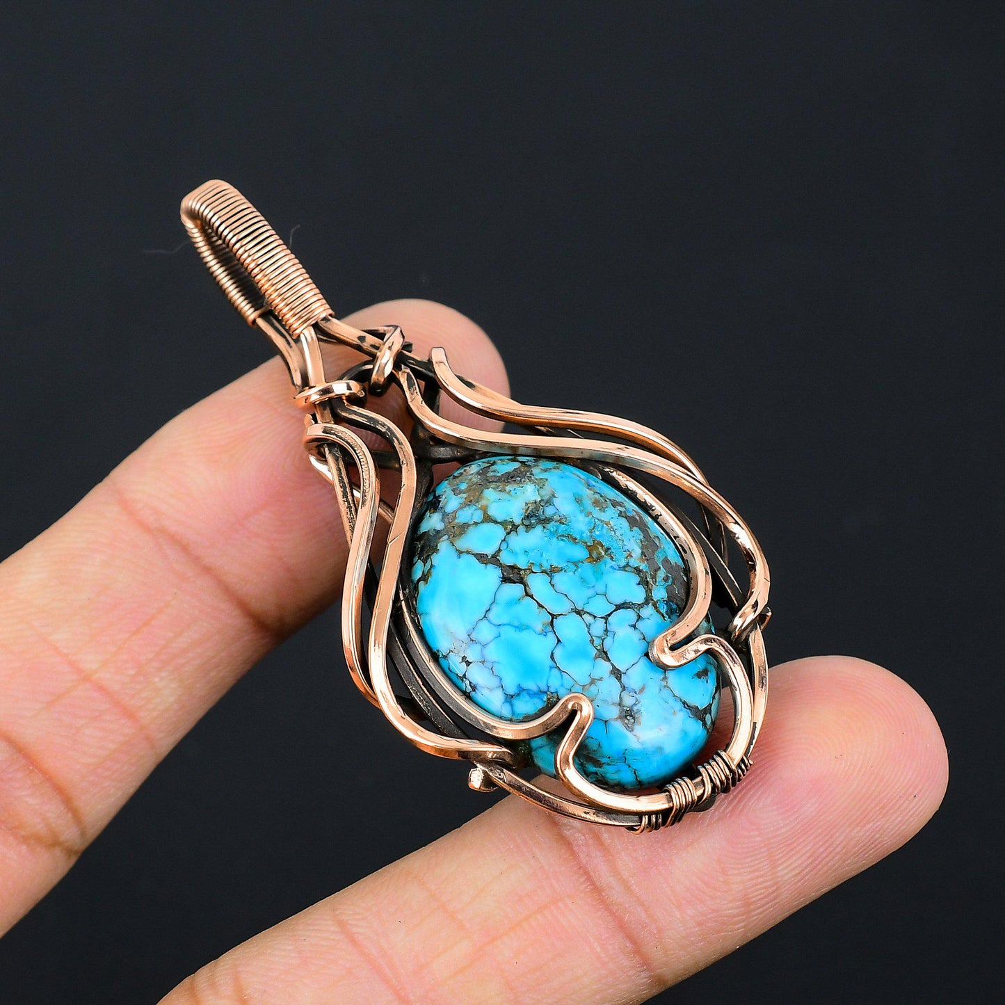 Turquoise Gemstone Wire Wrapped Pendant
