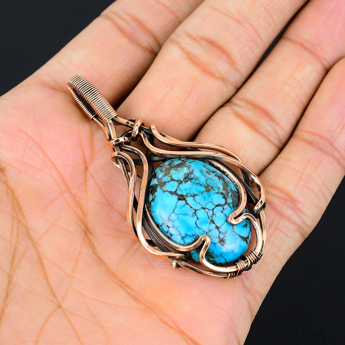 Turquoise Gemstone Wire Wrapped Pendant