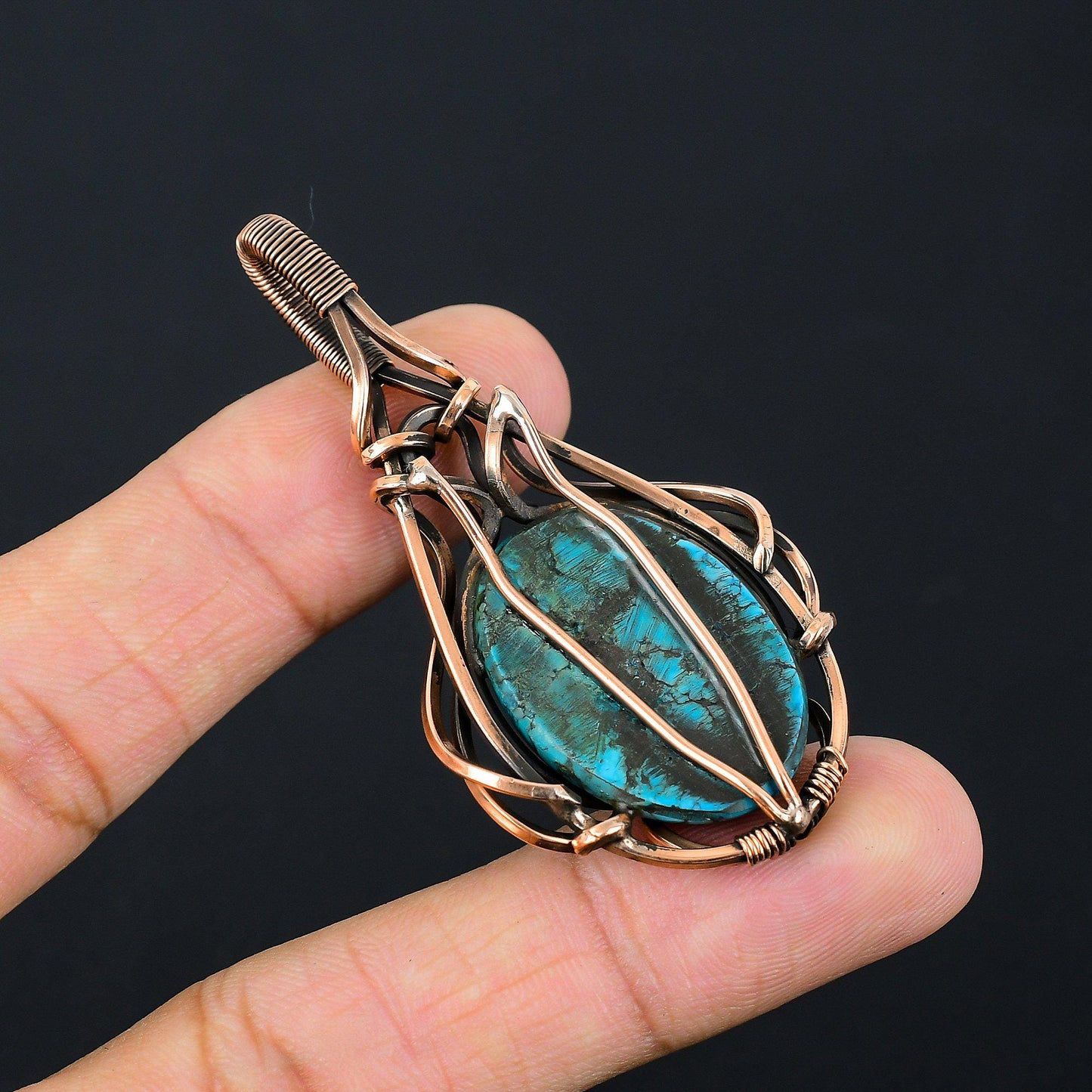 Turquoise Gemstone Wire Wrapped Pendant