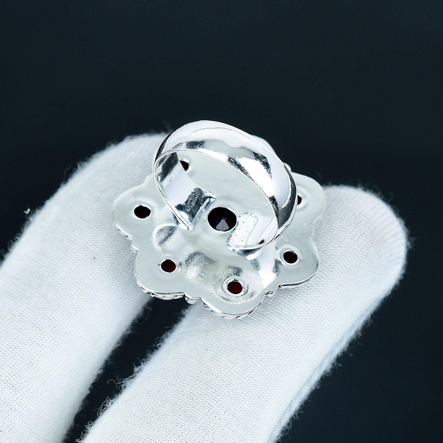 Red Garnet Sterling Silver Ring