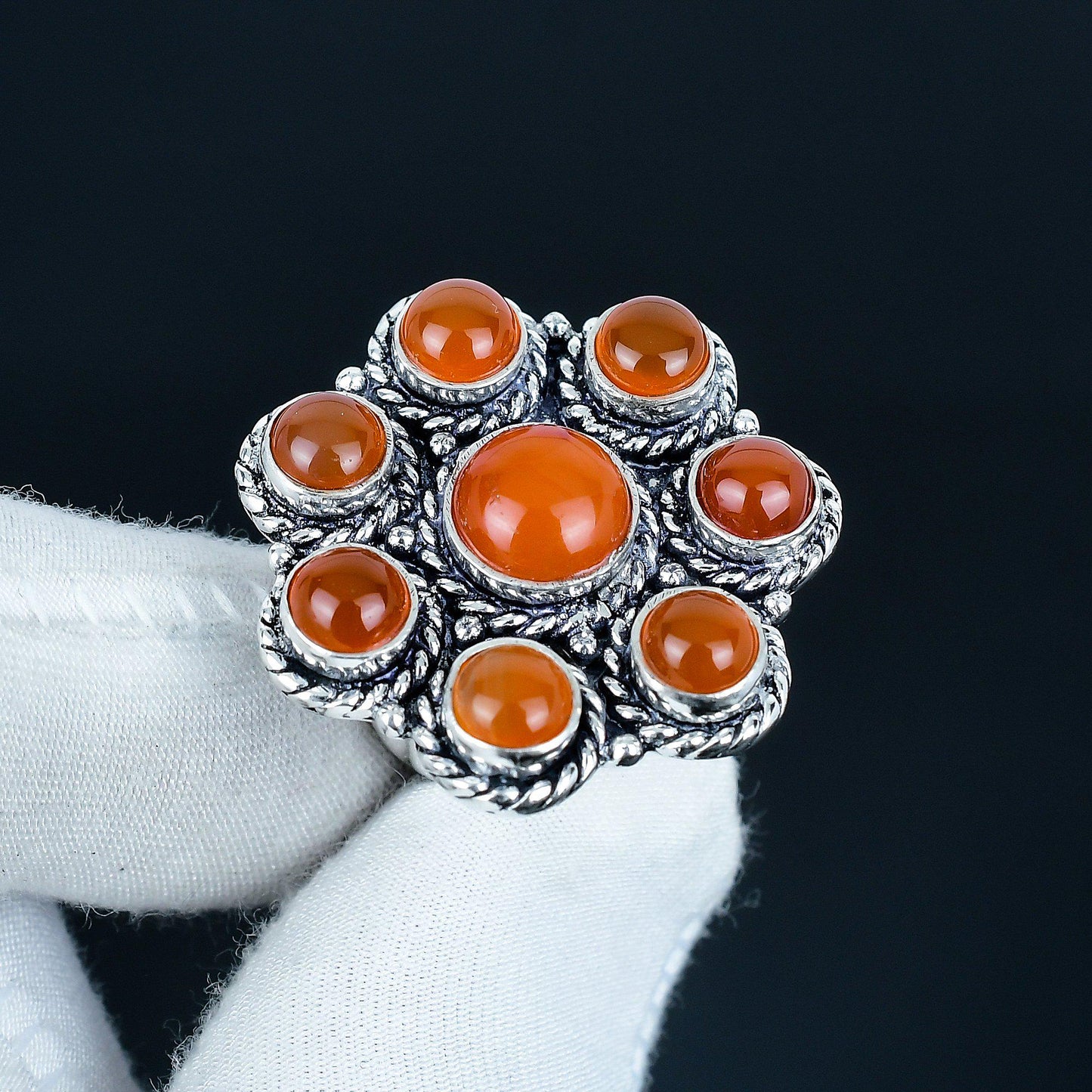 Orange Carnelian Sterling Silver Ring