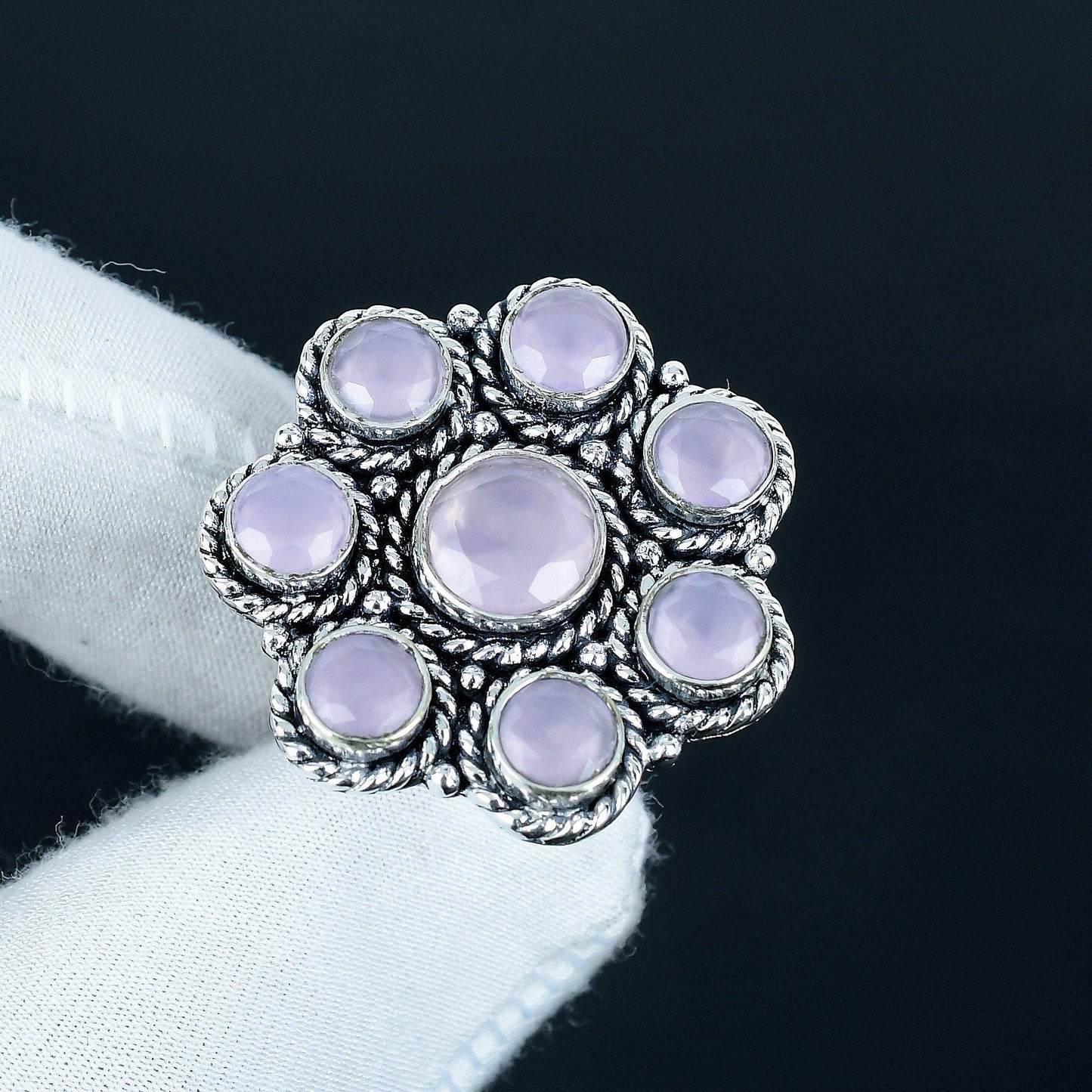Pink Chalcedony Sterling Silver Ring