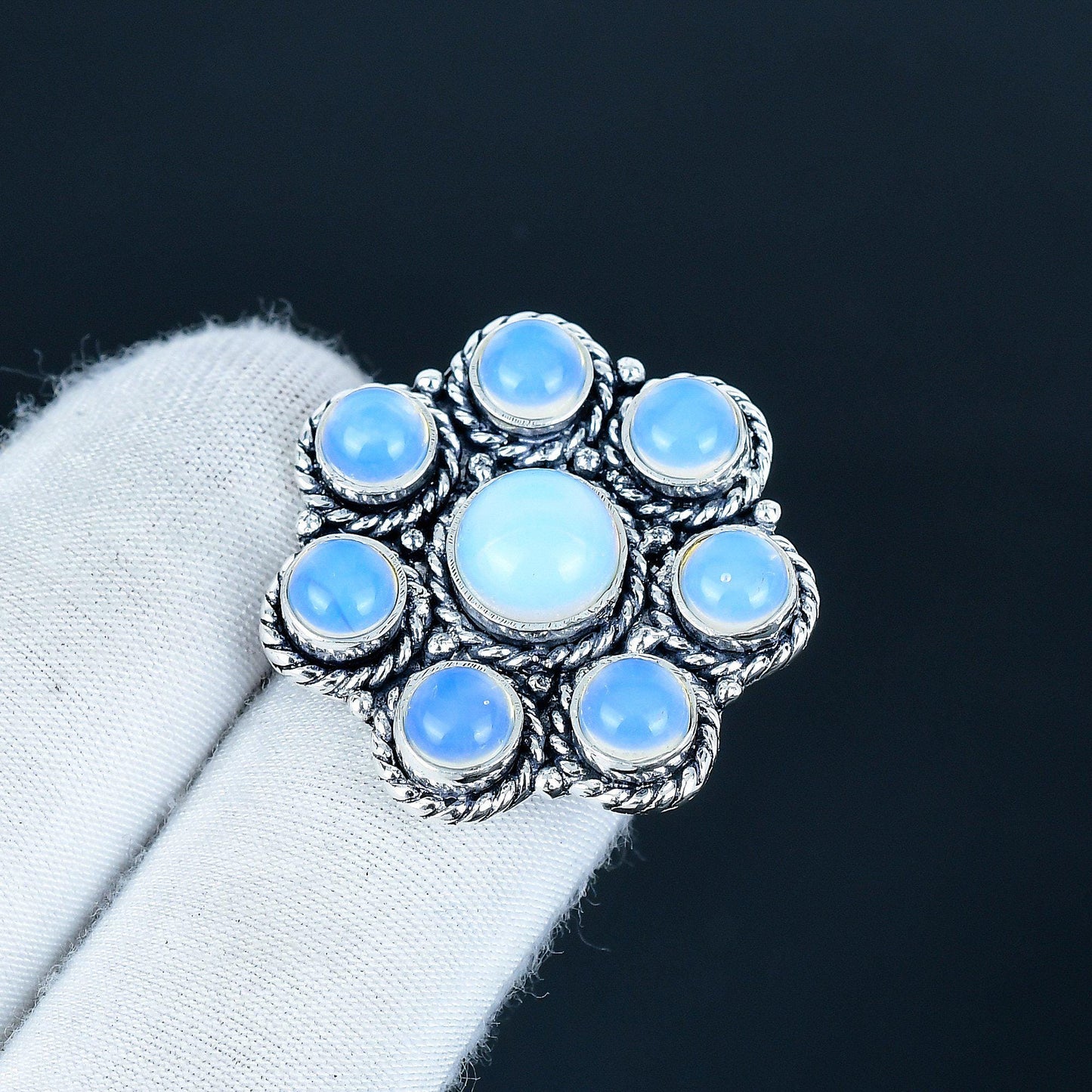 Milky White Opal Gemstone Ring