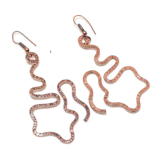 Copper Gemstone Wave Earrings