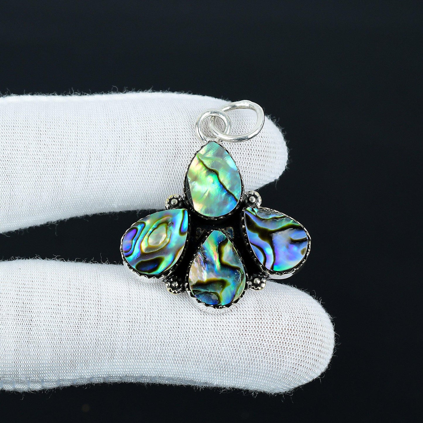 Iridescent Abalone Shell Teardrop Pendant