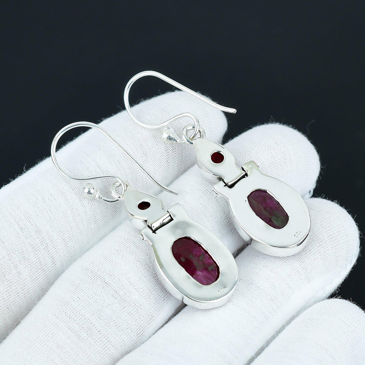 Kashmir Ruby & Red Garnet Dangle Earrings