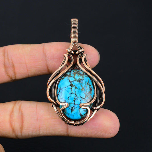 Turquoise Gemstone Wire Wrapped Pendant