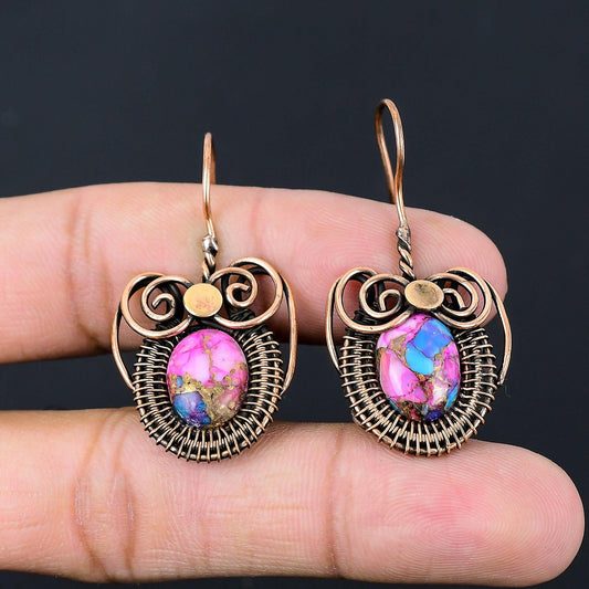 Pink Turquoise Gemstone Earrings