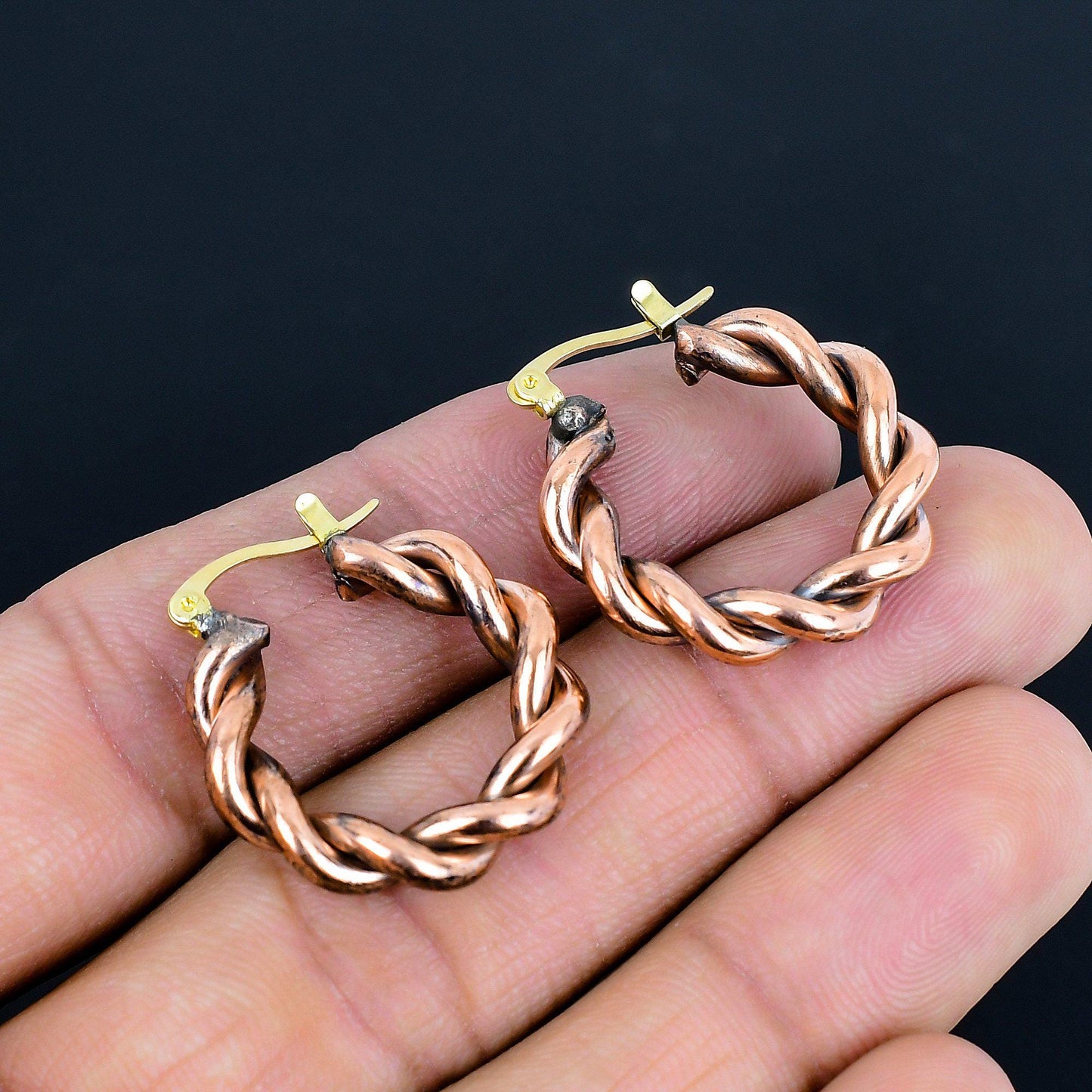 Copper Gemstone Wire Wrapped Earrings