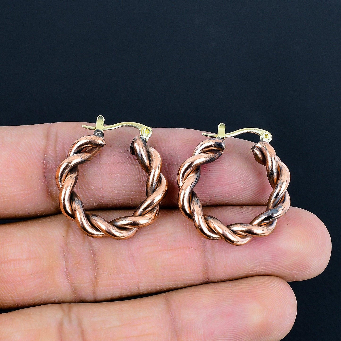 Copper Gemstone Wire Wrapped Earrings