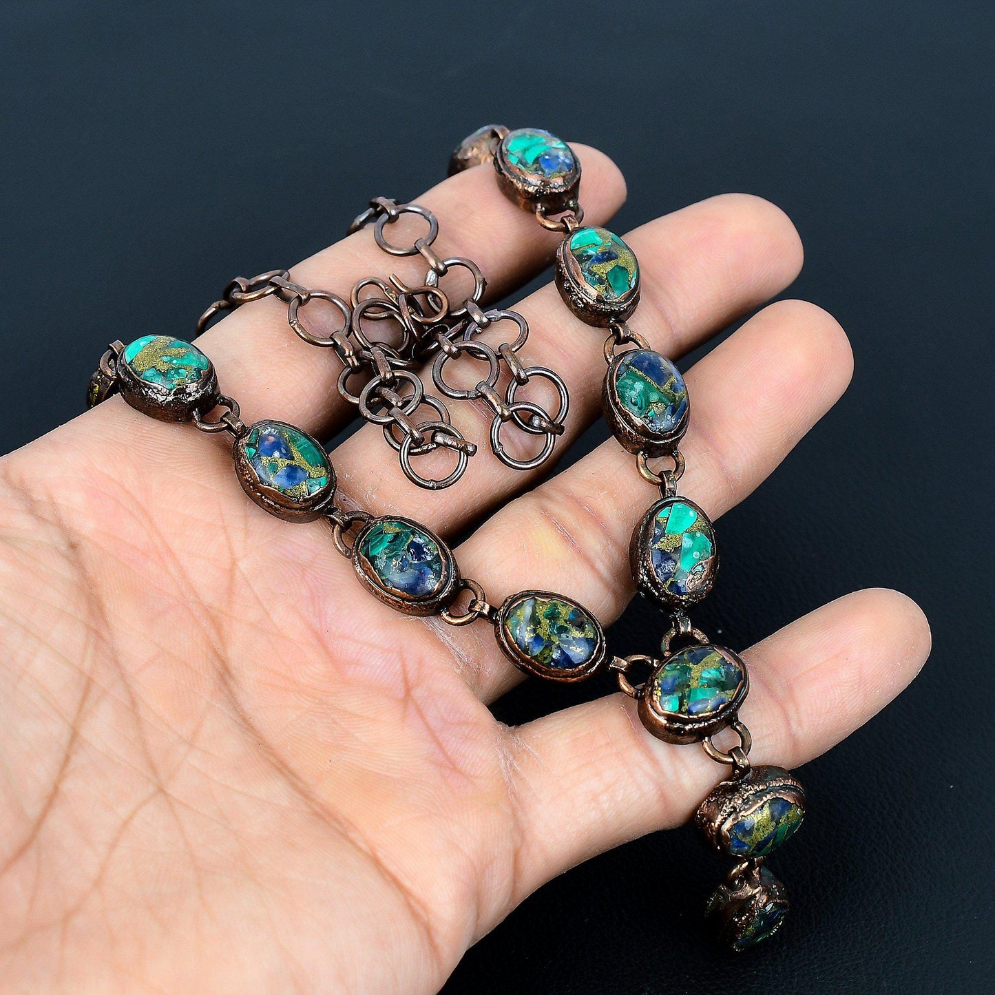 Copper Blue-Green Azurite-Malachite Gemstone Necklace
