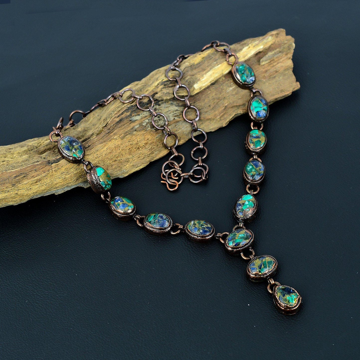 Copper Blue-Green Azurite-Malachite Gemstone Necklace