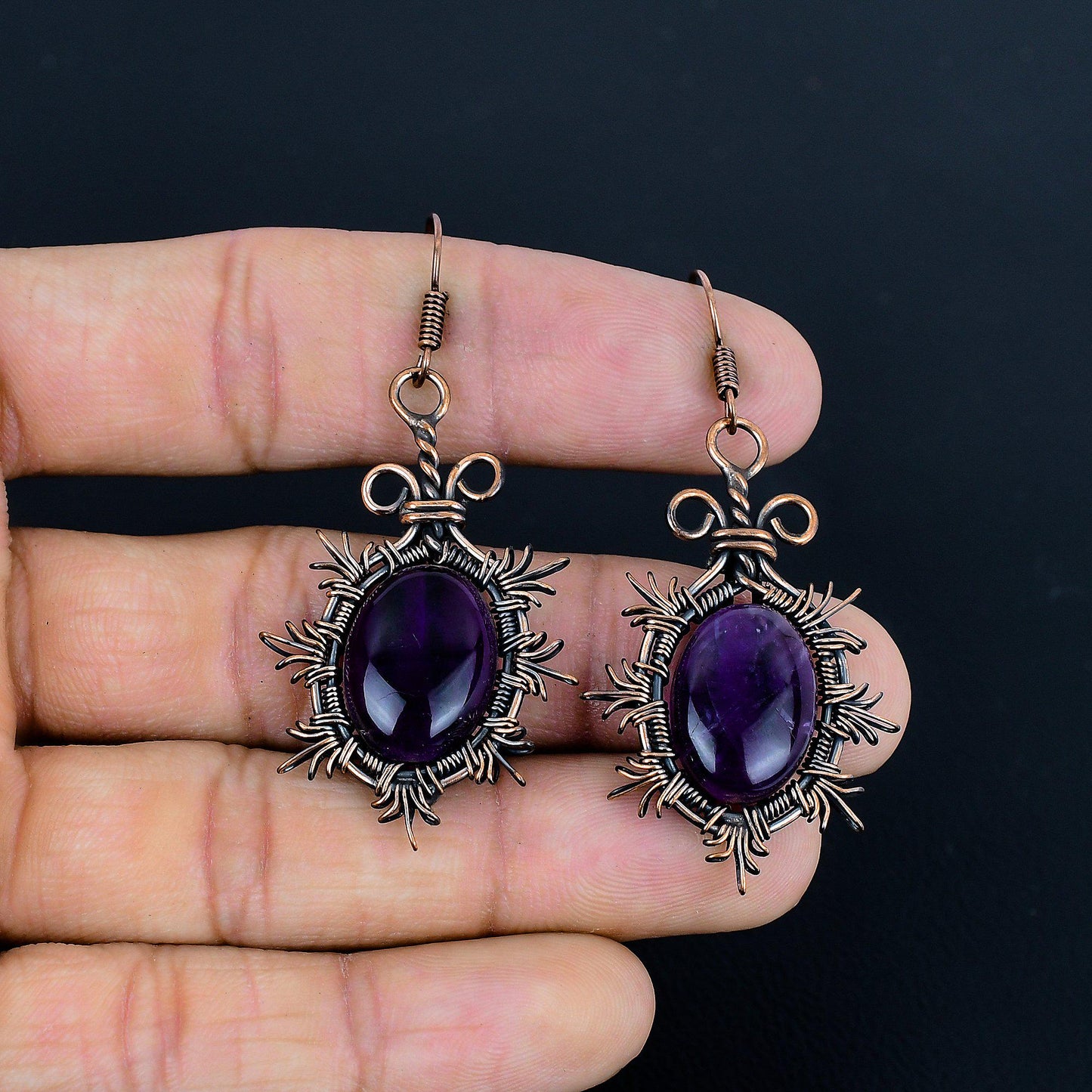 Purple Amethyst Gemstone Earrings