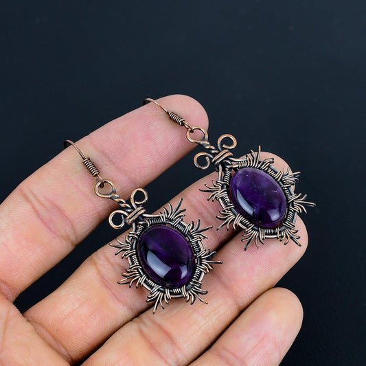 Purple Amethyst Gemstone Earrings