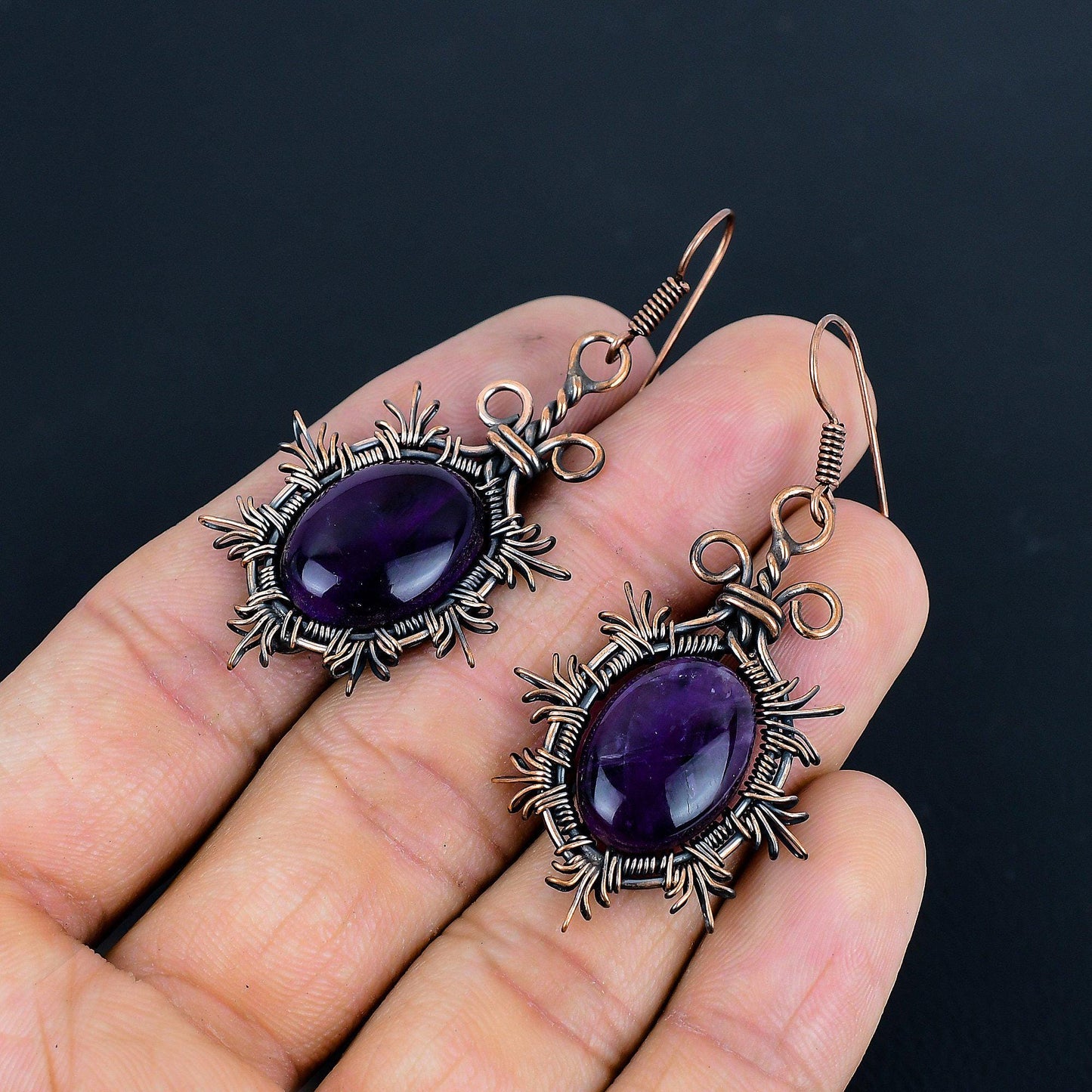 Purple Amethyst Gemstone Earrings