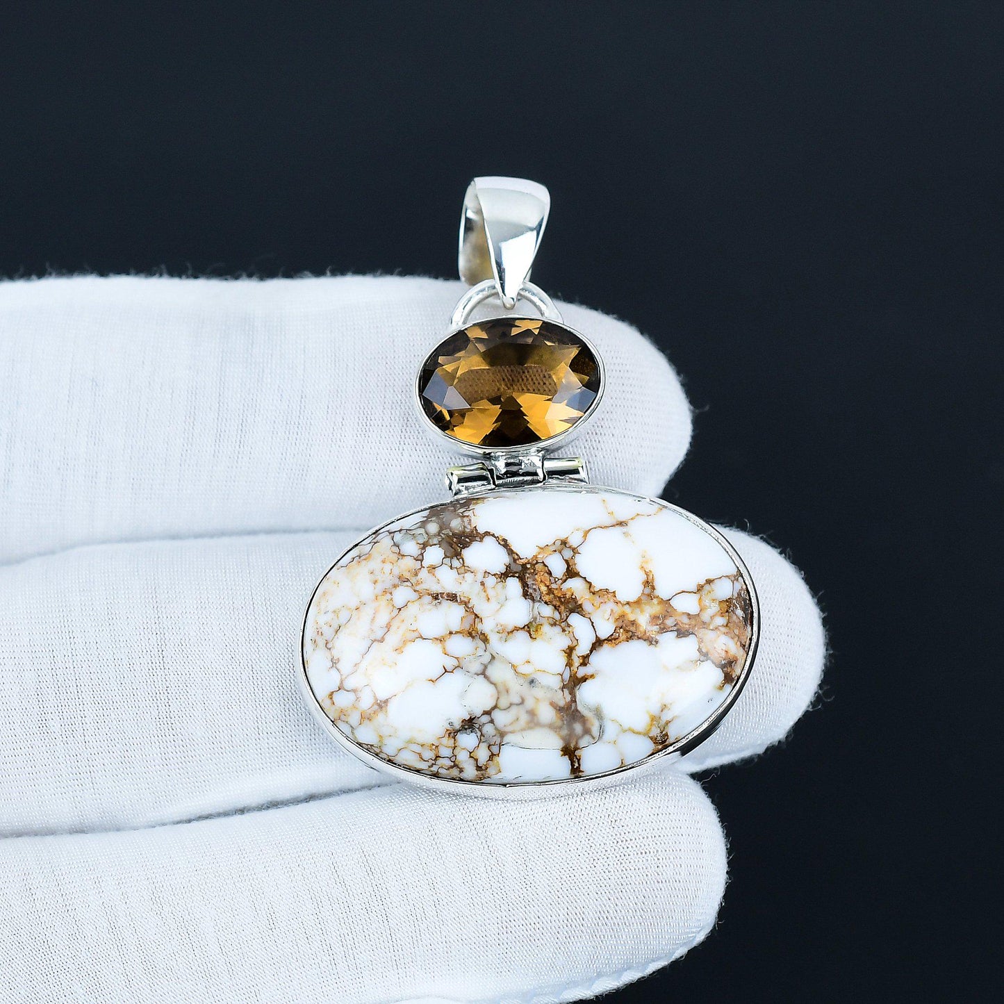Sterling Silver Smoky Topaz Horse Pendant