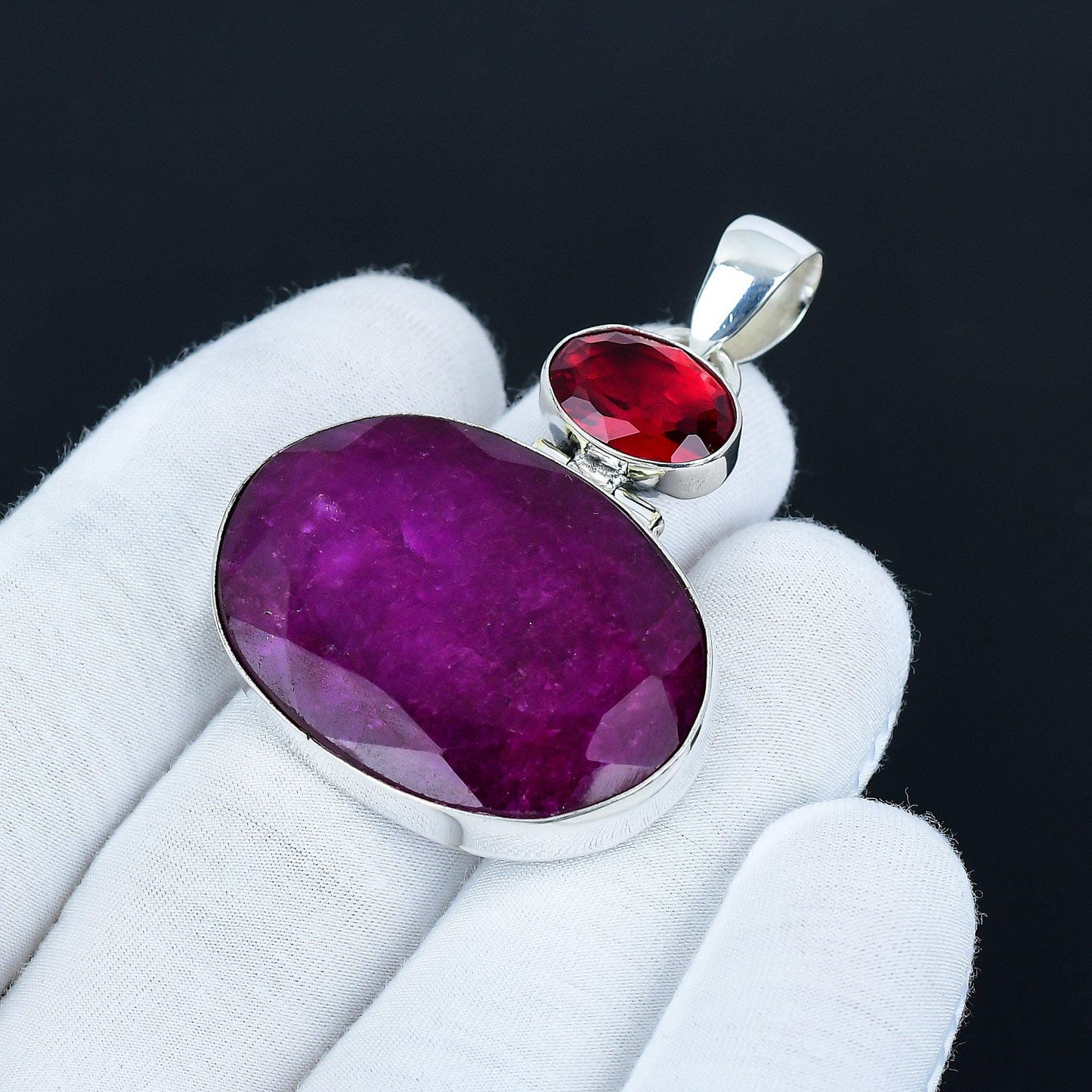 Red Ruby & Garnet Gemstone Pendant