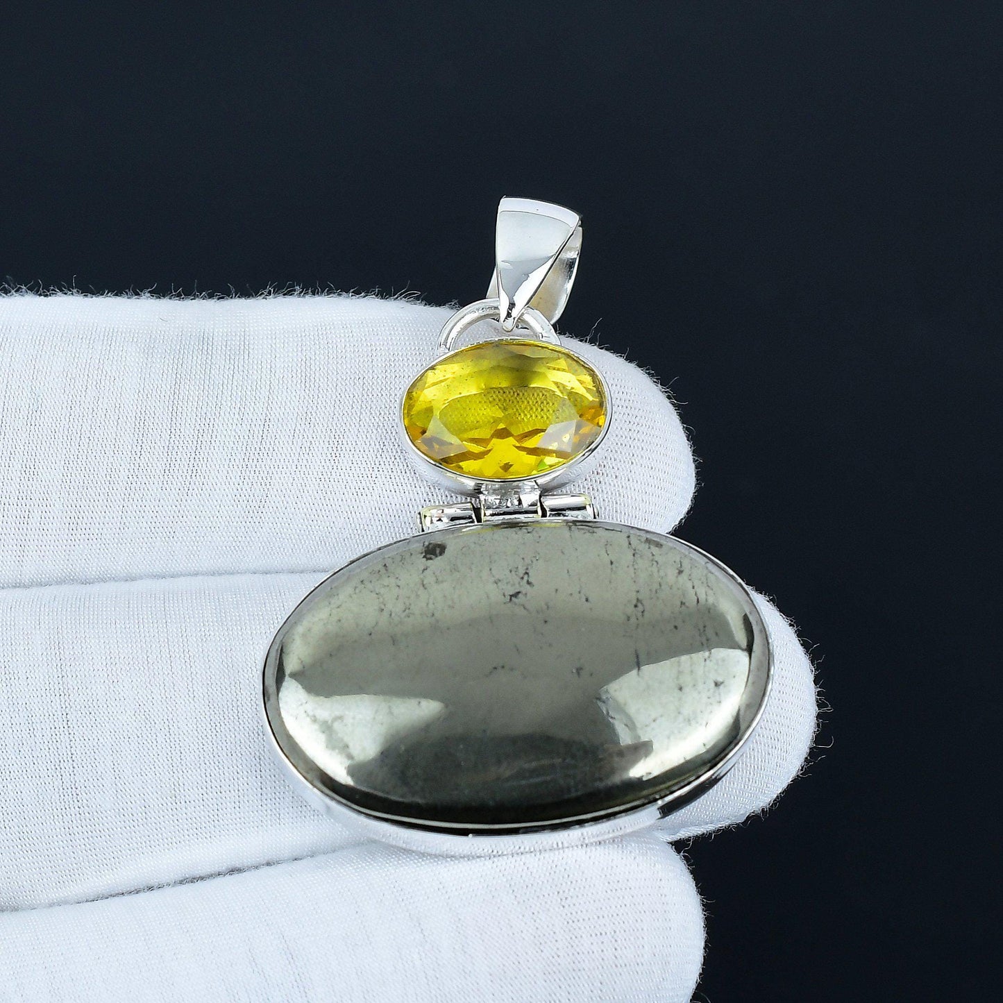 Golden Apache Pyrite & Citrine Pendant