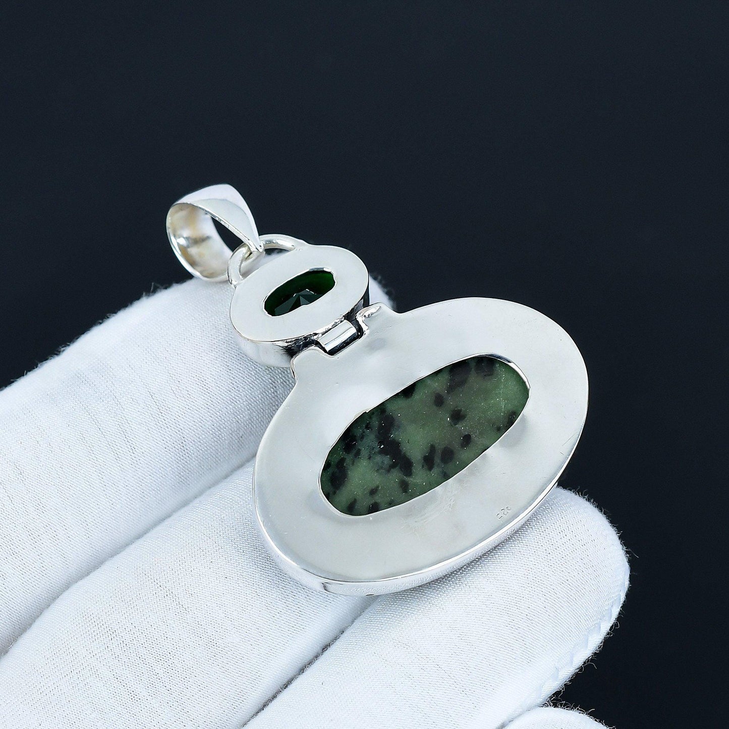 Green Ruby Zoisite & Tourmaline Pendant