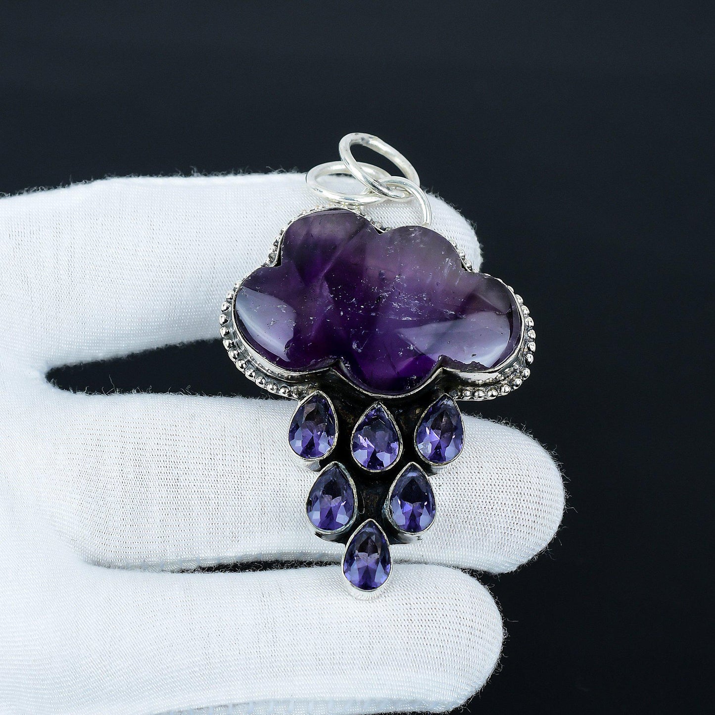 Purple Amethyst Silver Pendant