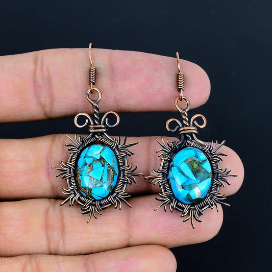 Blue Turquoise Gemstone Earrings