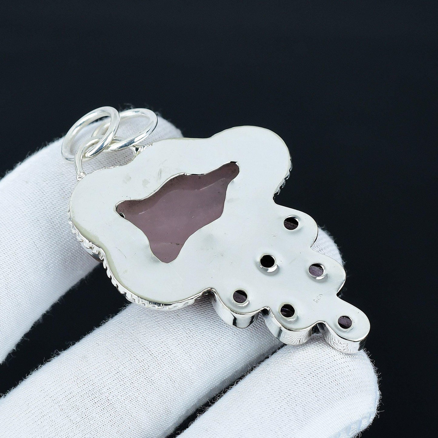 Pink Rose Quartz Amethyst Gemstone Pendant