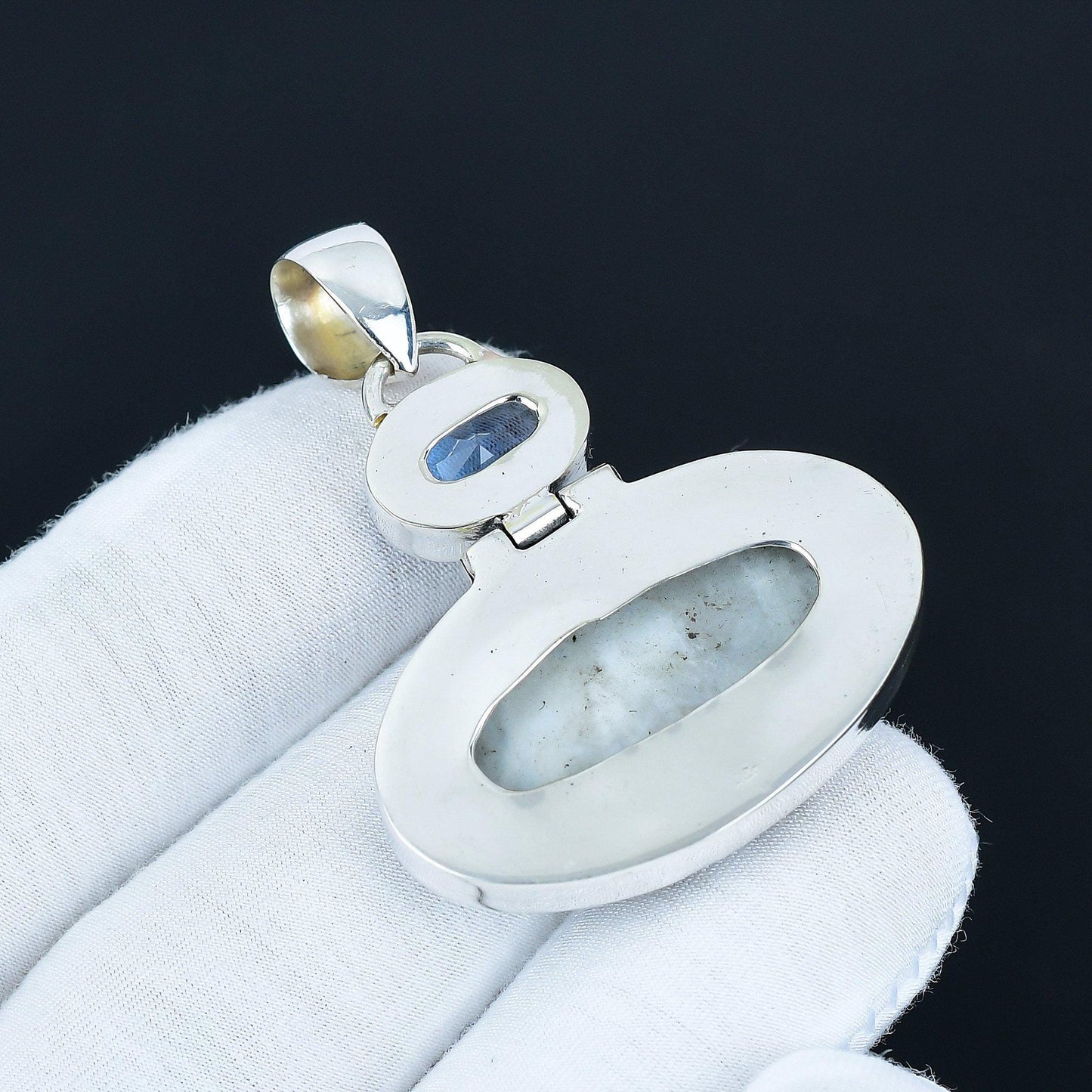 Blue Scheelite & Swiss Blue Topaz Pendant