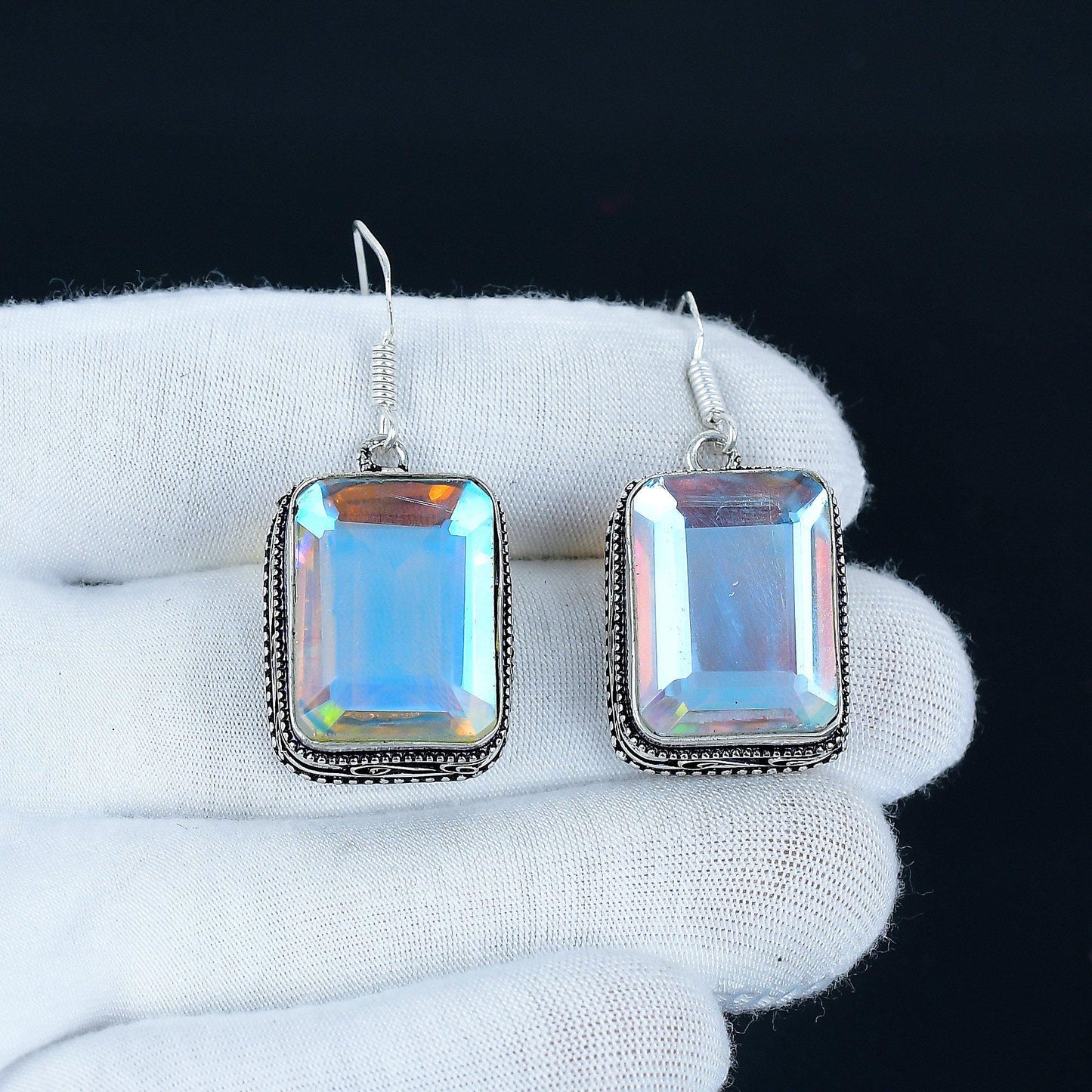 Sterling Silver Mystic Topaz Dangle Earrings