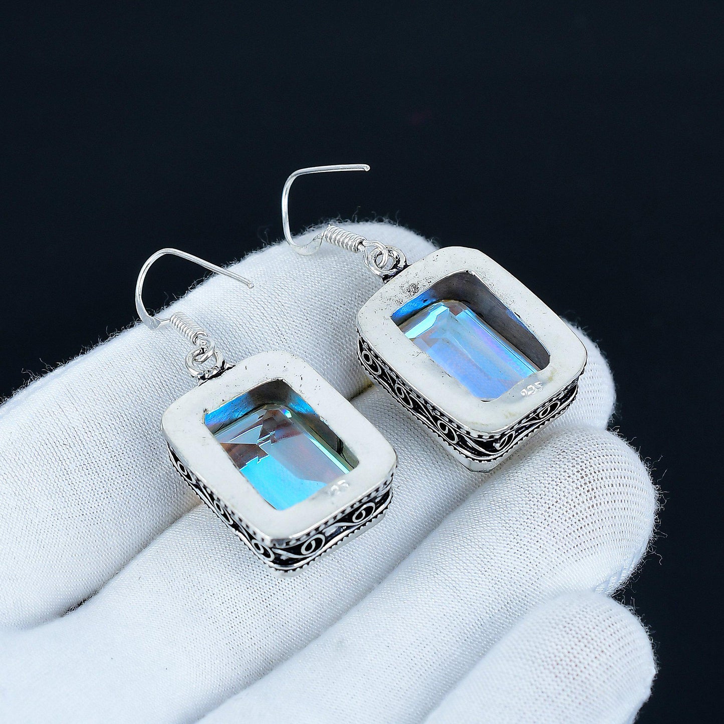 Sterling Silver Mystic Topaz Dangle Earrings