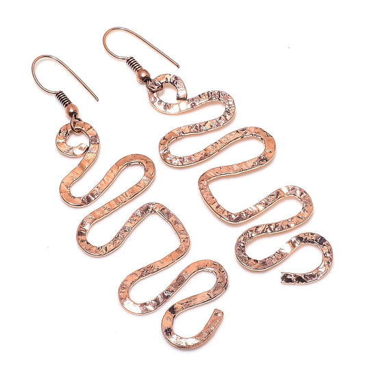 Copper Gemstone Snake Earrings