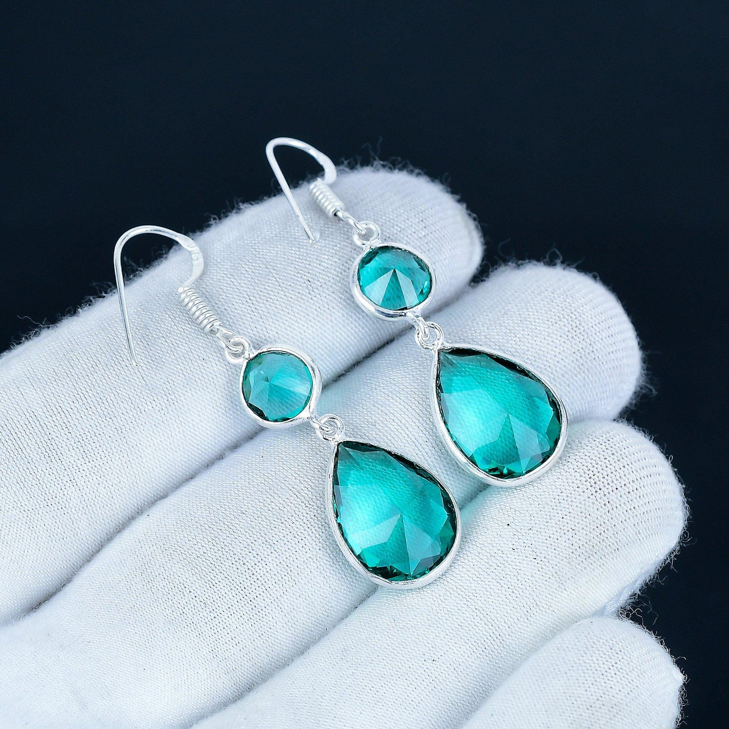 Aqua Apatite Sterling Silver Earrings