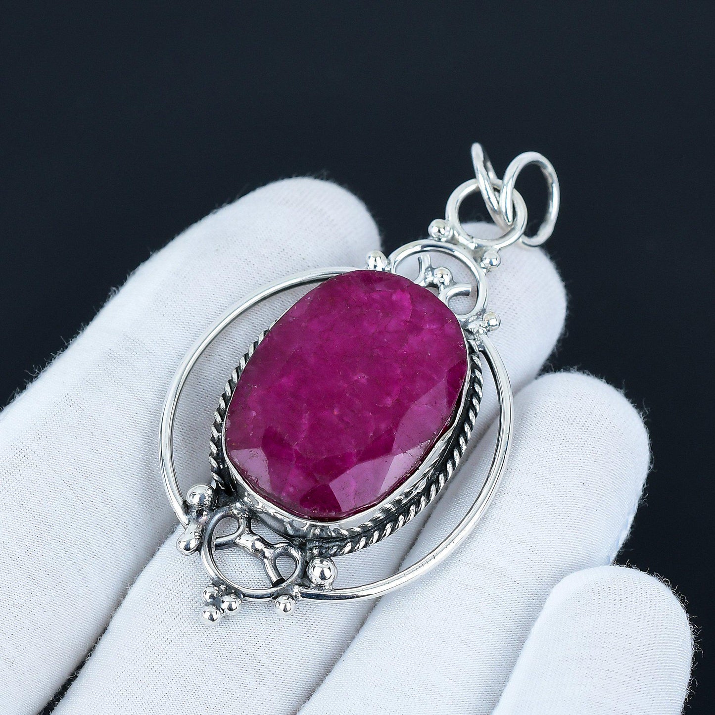 Red Kashmir Ruby Gemstone Pendant