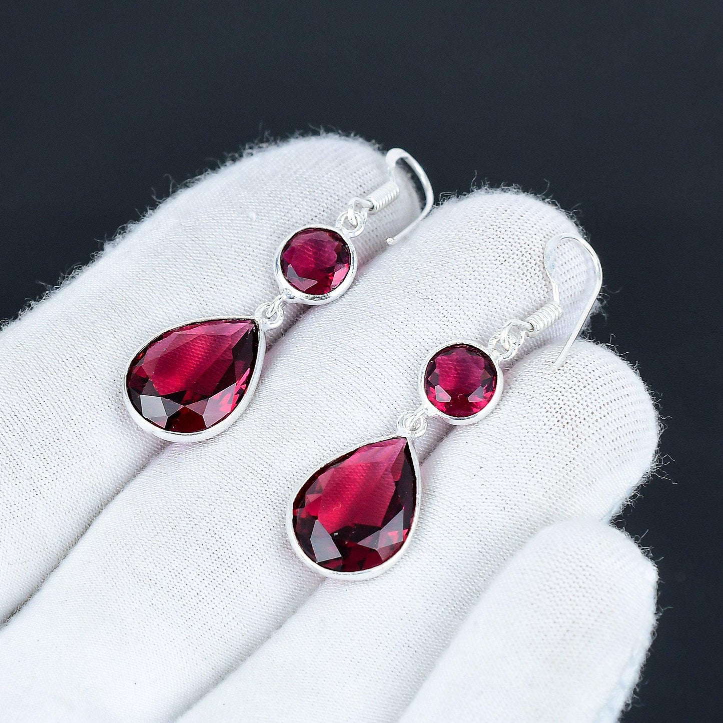 Pink Rubellite Sterling Silver Earrings