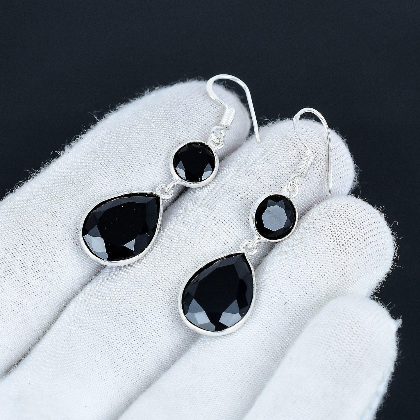 Black Spinel Sterling Silver Earrings