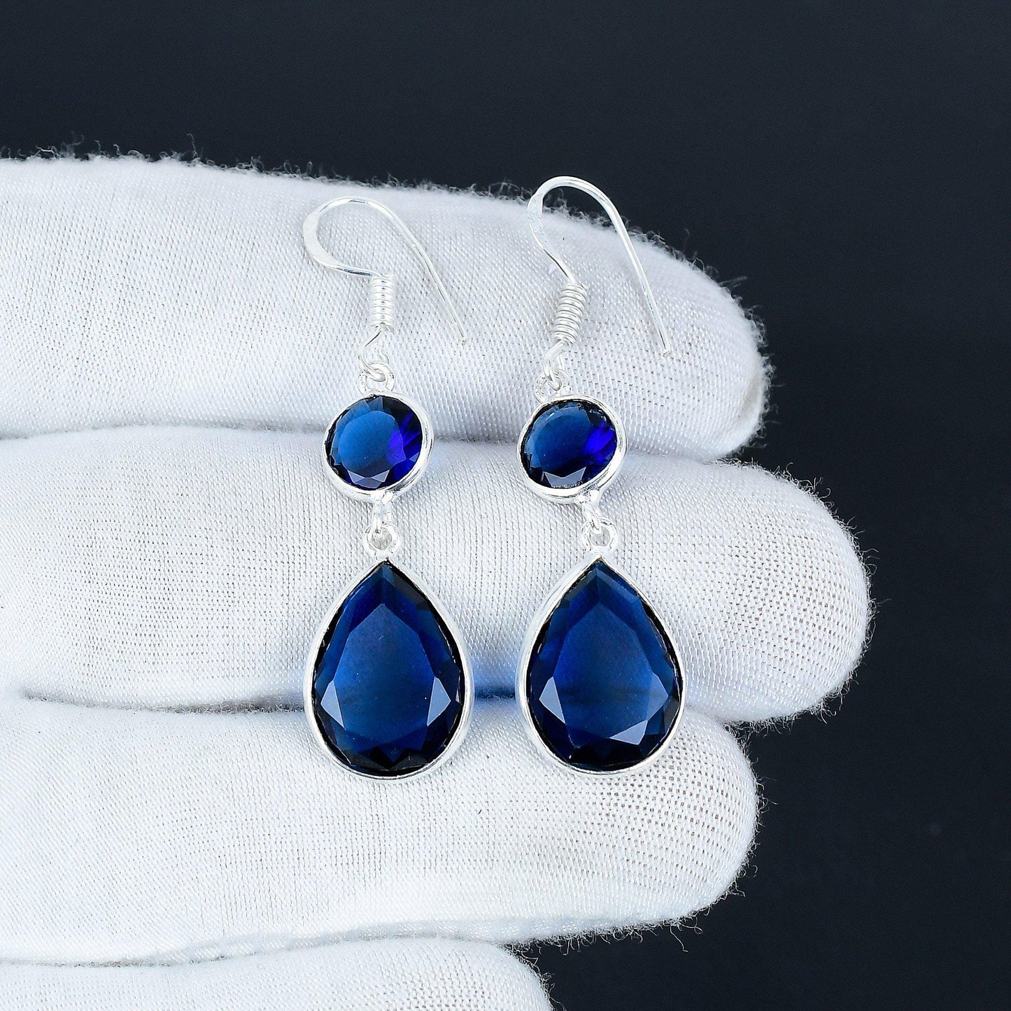 Sterling Silver Blue Sapphire Earrings