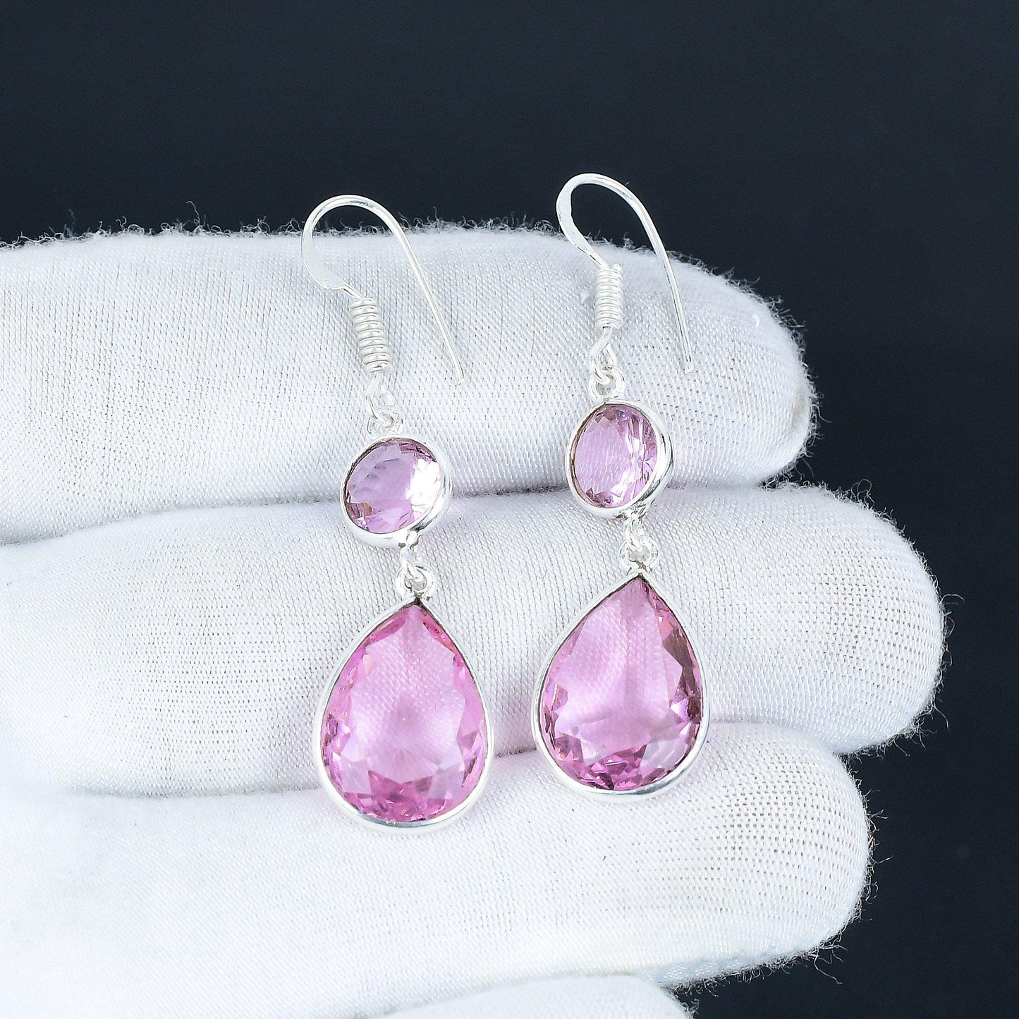 Pink Kunzite Sterling Silver Earrings