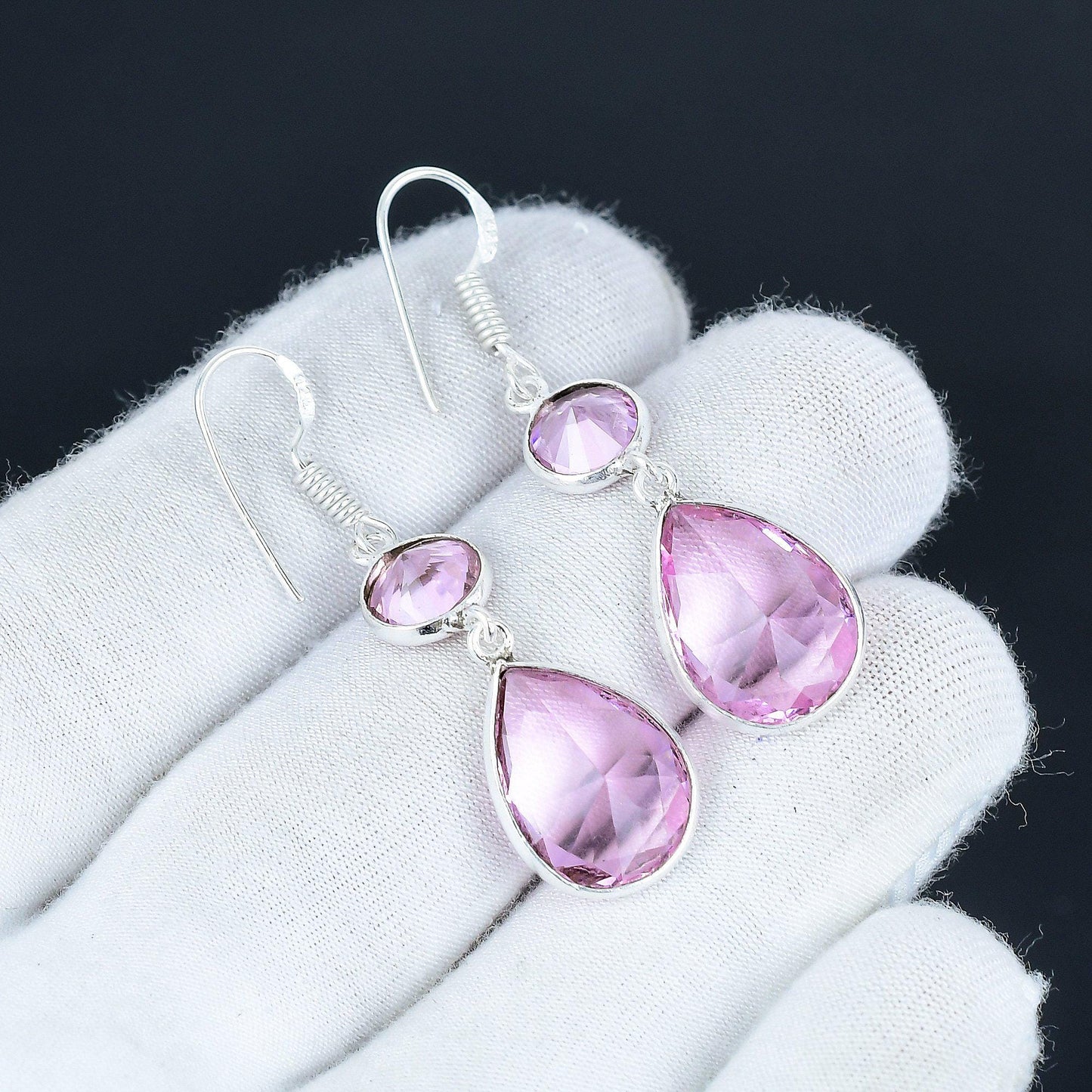 Pink Kunzite Sterling Silver Earrings