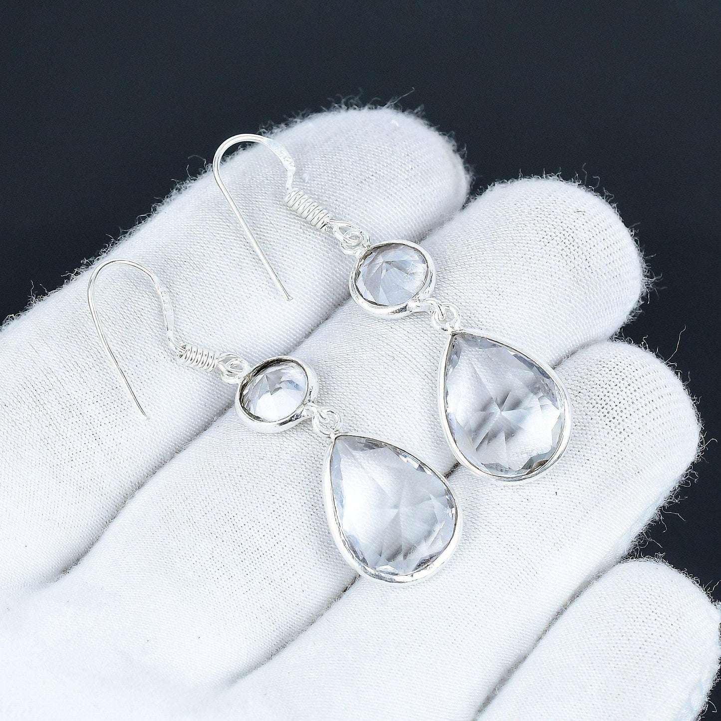 White Topaz Sterling Silver Earrings